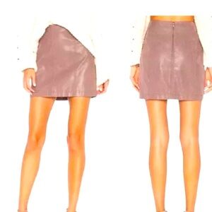 Free People Skirt Vegan Faux Leather High Waist Mini Skirt Mauve Women’s Size 0